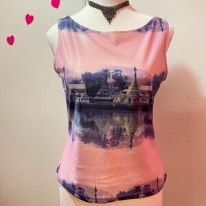 1990s Y2K Parasuco Asian Print Top